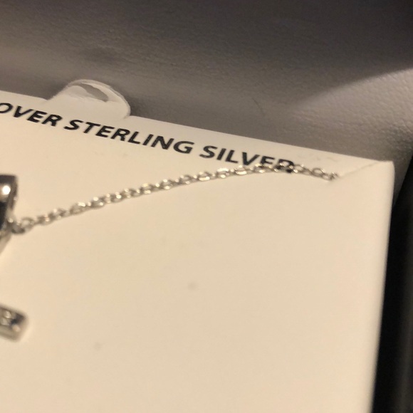 = NEW = ROSE GOLD HEART ON CROSS SILVER NECKLACE - Picture 5 of 5